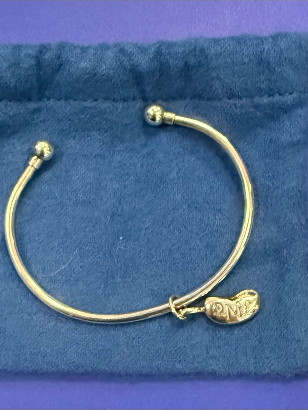 Authentic Sterling Mignon Faget Cuff Bracelet with Removable N.O. Red Bean Charm
